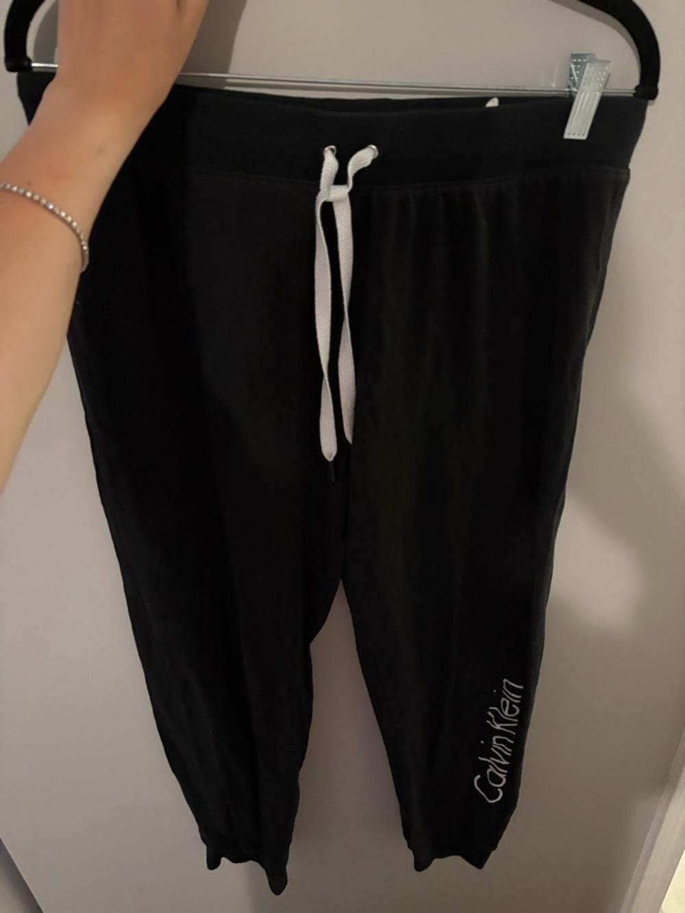 Calvin Klein Black Sweatpants with White Drawstring - size L